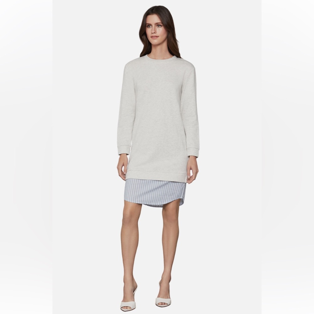 BCBGMAXAZRIA Gray Layered-Look Sweater Dress XS